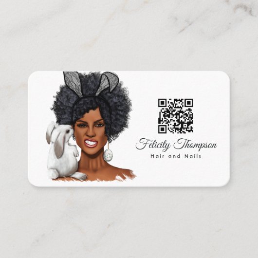 Carte de visite du code QR de Coiffeur afro-améric (Devant)