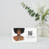 Carte de visite du code QR de Coiffeur afro-améric (Debout devant)