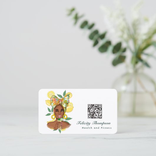 Carte de visite du code QR de la dame de la santé (Debout devant)
