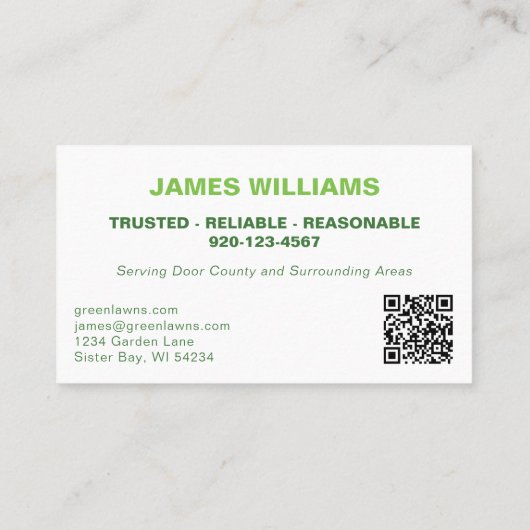 Carte de visite du code QR de l'herbe pour l'aména (Dos)