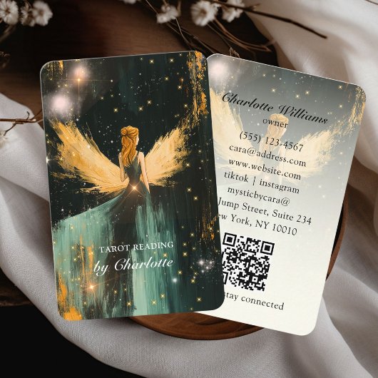 Carte de visite du code QR de Tarot, Wings-Univers