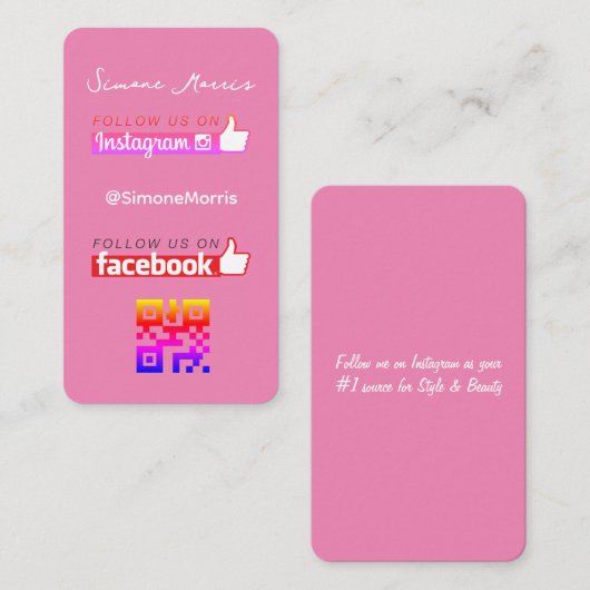 Carte de visite du code QR des médias sociaux (Devant / Derrière)
