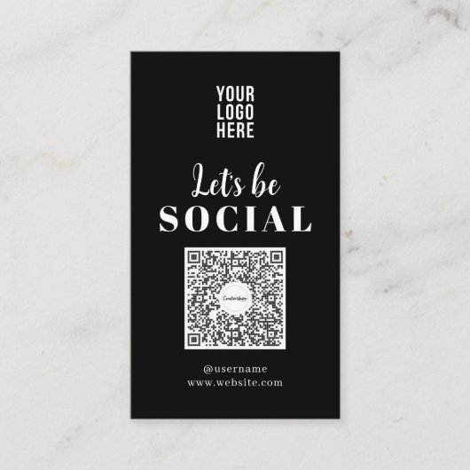Carte de visite du code QR des médias sociaux (Devant)