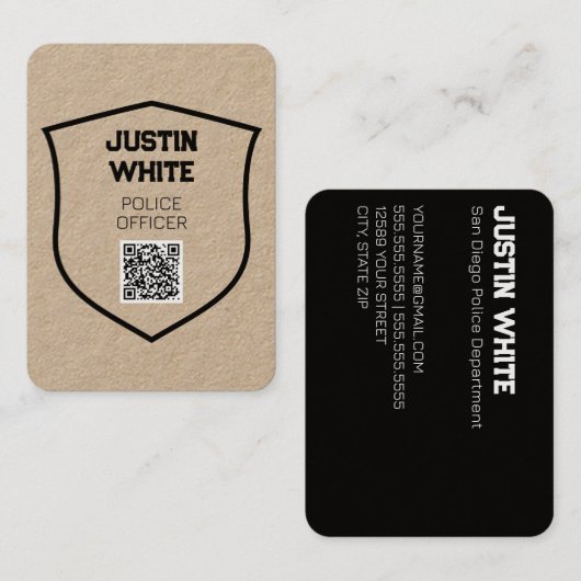 Carte de visite du code QR du policier (Devant / Derrière)