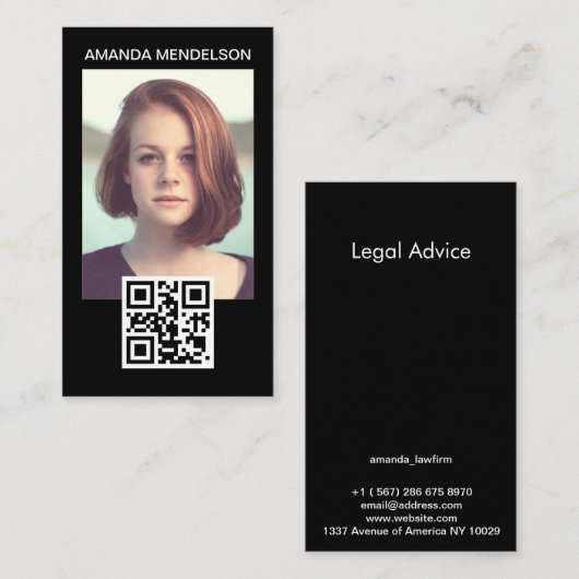 Carte de visite du code qr photo (Devant / Derrière)