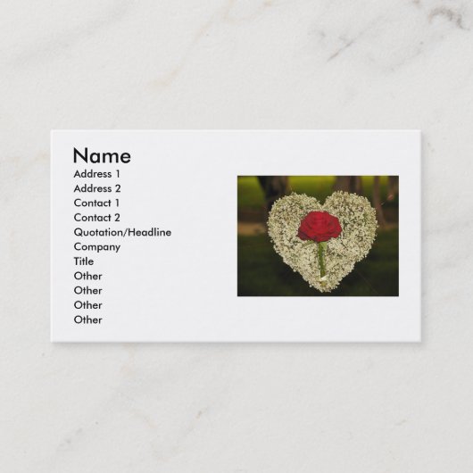 Carte de visite du coeur de Red Rose (Devant)