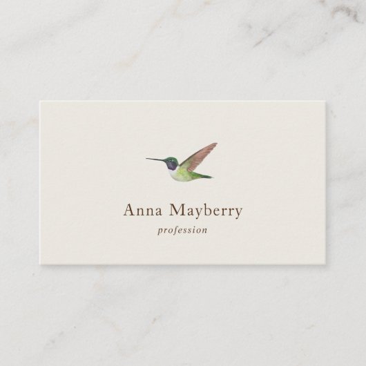 Carte de visite du colibri d'Anna (Devant)