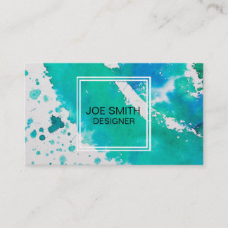 Carte de visite du concepteur d'aquarelle bleu ver