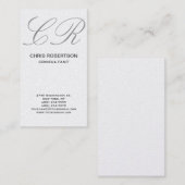 Carte de visite du consultant en monogramme gris (Devant / Derrière)