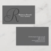 Carte de visite du consultant en monogramme gris (Devant / Derrière)