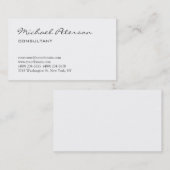Carte de visite du consultant en script gris blanc (Devant / Derrière)