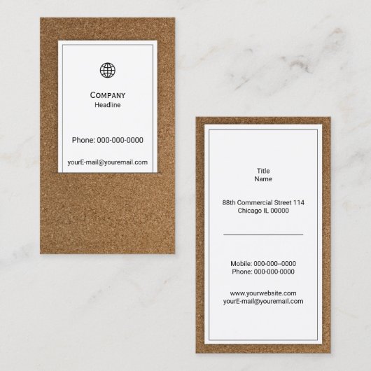 Carte de visite du Cork Board (Devant / Derrière)