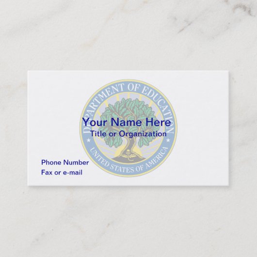 CARTE DE VISITE du département américain de l'éduc (Devant)