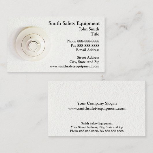 Carte de visite du détecteur de fumée (Devant / Derrière)