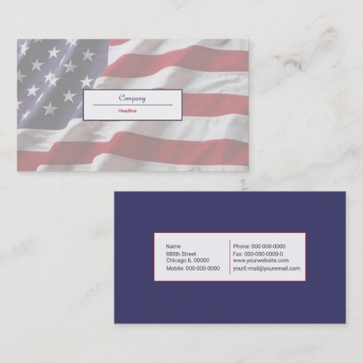Carte de visite du drapeau américain (Devant / Derrière)