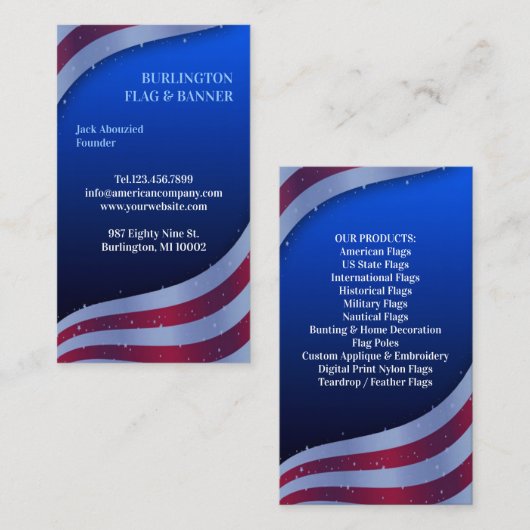 Carte de visite du drapeau américain (Devant / Derrière)