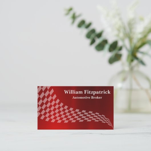 Carte de visite du drapeau de course blanc rouge m (Debout devant)