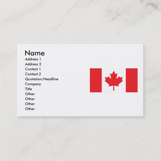 Carte de visite du drapeau du Canada (Devant)