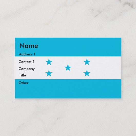 Carte de visite du Drapeau du Honduras (Devant)