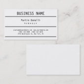 Carte de visite du gestionnaire Black White Grey (Devant / Derrière)