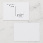 Carte de visite du gestionnaire blanc raffiné (Devant / Derrière)