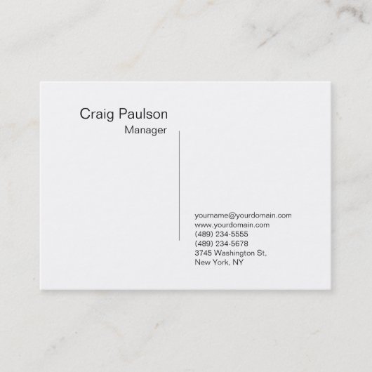 Carte de visite du gestionnaire blanc raffiné (Devant)