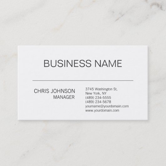 Carte de visite du gestionnaire contemporain en no (Devant)