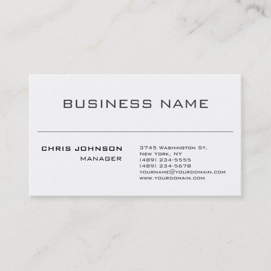 Carte de visite du Gestionnaire de Charme gris noi (Devant)