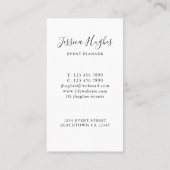 Carte de visite du gestionnaire d'événements (Dos)