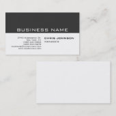 Carte de visite du gestionnaire gris noir et blanc (Devant / Derrière)