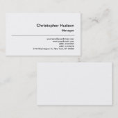 Carte de visite du gestionnaire simple en noir bla (Devant / Derrière)