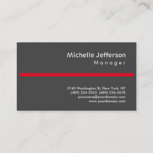 Carte de visite du gestionnaire tendance Grey Red 