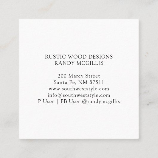 Carte de visite du grain de bois (Dos)