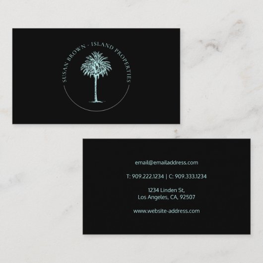 Carte de visite du logo Blue Palm Tree (Devant / Derrière)