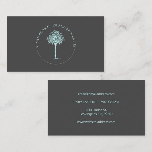 Carte de visite du logo Blue Palm Tree (Devant / Derrière)