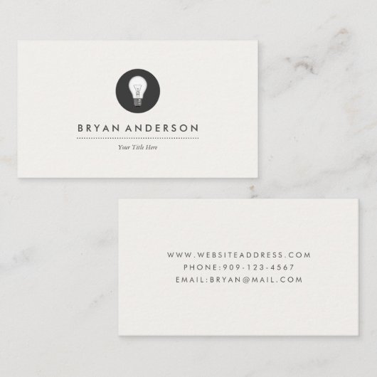 Carte de visite du logo d'ampoule (Devant / Derrière)