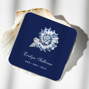 Carte de visite du logo de coquillage bleu blanc