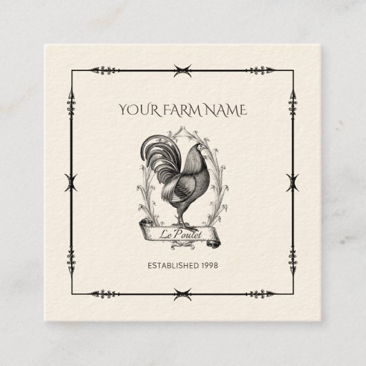 Carte de visite du logo de la ferme de poulet rust (Devant)