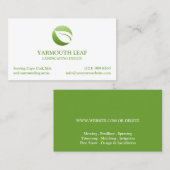 Carte de visite du logo de la feuille d'entretien  (Devant / Derrière)