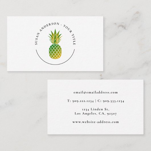 Carte de visite du logo de l'ananas (Devant / Derrière)