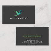 Carte de visite du logo d'oiseau en vol (bleu/vert (Devant / Derrière)