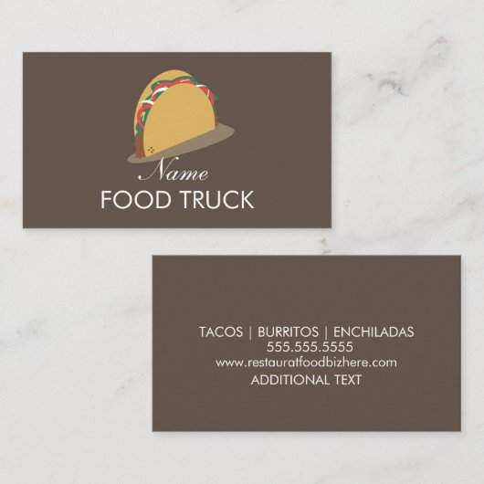 Carte de visite du logo du camion alimentaire Taco (Devant / Derrière)