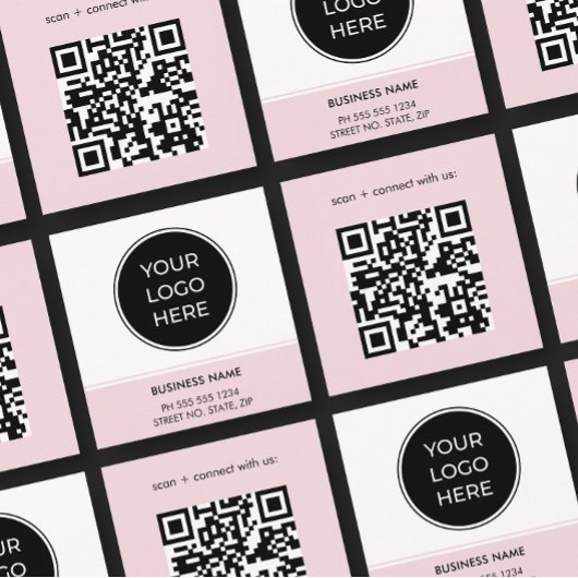 Carte de visite du logo du Carré de code QR rose d