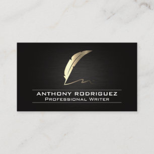 Carte de visite du logo du stylo plume d'or