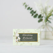 Carte de visite du logo floral vert rose blanche m (Debout devant)
