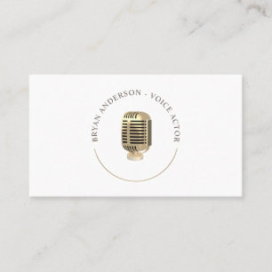 Carte de visite du logo Microphone rétro Gold