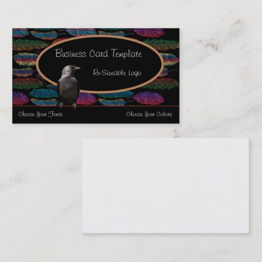 Carte de visite du logo plumes et corbeau (Devant / Derrière)