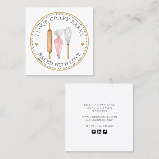 Carte de visite du logo rose Baker (Devant / Derrière)