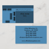 Carte de visite du mobilier de bureau, bleu (Devant / Derrière)