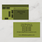 Carte de visite du mobilier de bureau, vert olive (Devant / Derrière)